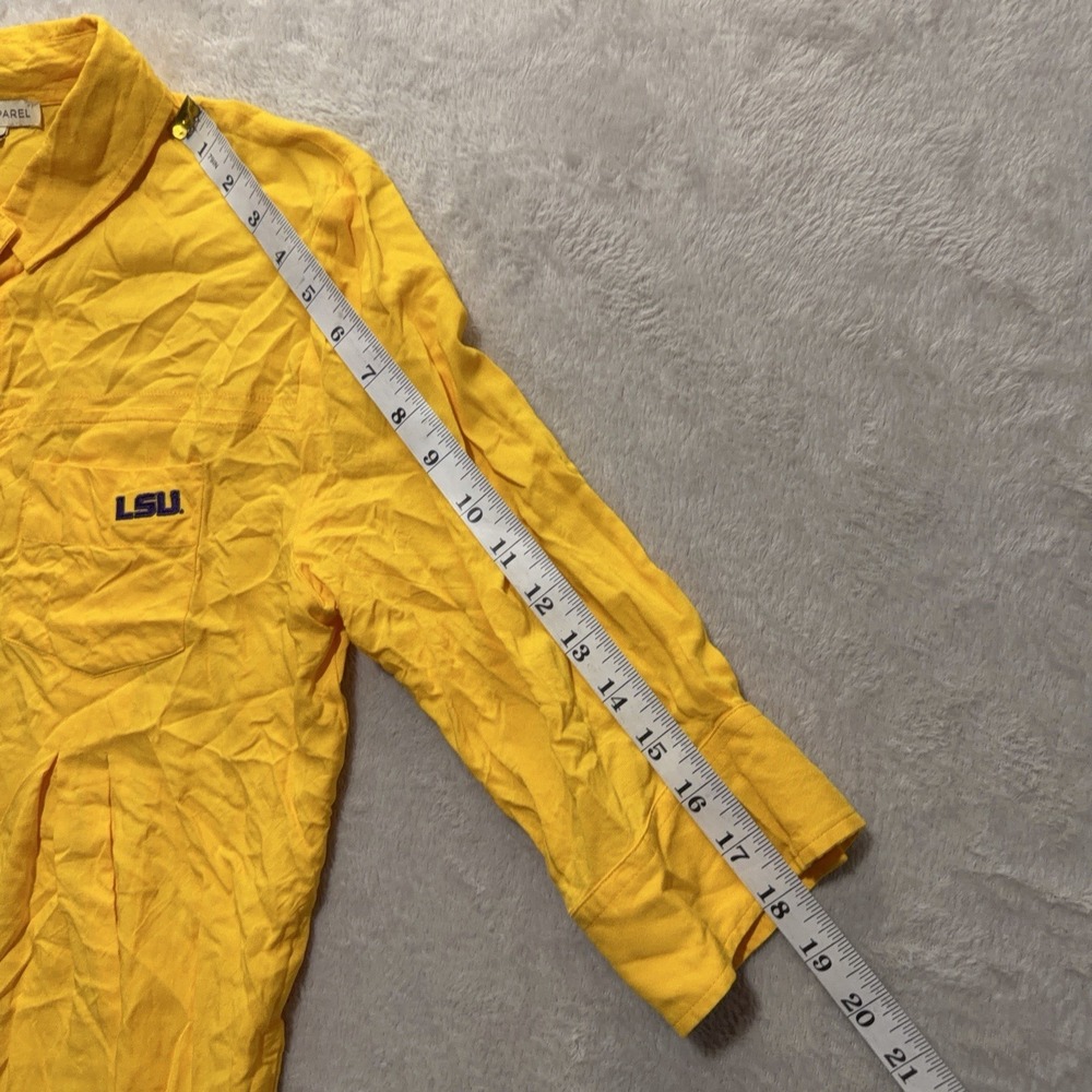 UGApparel LSU Tigers Tunic Blouse Womens S Gold Pleated 3/4 Sleeve Button Shirt - Picture 9 of 11